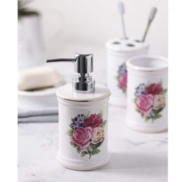 Bath Accessory Set 4pcs Ceramic Bathroom Flower Rose Bird Flamingo Accessories Toilet Brush Toothbrush Cup Soap Dish Dispenser1