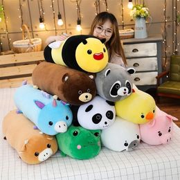 Cylindrical Animals Toys Long Cartoon Stuffed Plush Legs Pillow Panda Bear Frog Bee Pig Raccoon Sleeping Bolster Kids Adults LJ200902