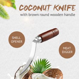 Stainless steel coconut knife Coconut meat extraction knife Coconut opener Multi-function knife Kitchen gadget Hot sale