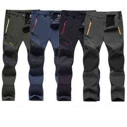 Men Winter Fleece Cargo Pants Tactical Outdoor Waterproof Pants Men Warm Oversized Plus Size Breathable Hiking Trousers Mens H1223