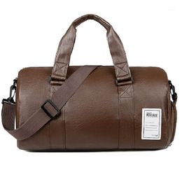 Duffel Bags Waterproof Leather Travel Bag Men Large Capacity Zipper Duffle Independent Shoes Storage Gym Handbag Luggage Shoulder Bag1