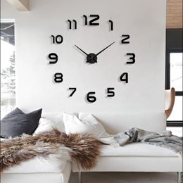 2020 new clock watch wall clocks horloge 3d diy acrylic mirror Stickers Home Decoration Living Room Quartz Needle free shipping Y200109