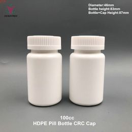 Free Shipping 30pcs 100ml HDPE white plastic pill capsule bottle with CRC cap and aluminum sealgood qualtity