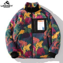 LINDSEY SEADER Hip Hop Reversible Jacket Parka Colourful Camouflage Streetwear Men Harajuku Lamb Wool Fleece Winter Coat Men 201209