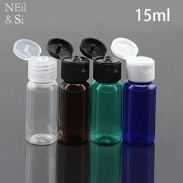 15ml Plastic Water Drop Bottle Makeup Conditioner Cosmetic Cream Containers Flip cap Free Shipping Brown Blue Green