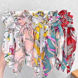 Ins hot sale floral women scrunchies long girls hair scrunchies fashion women hairbands hair accessories for women head bands