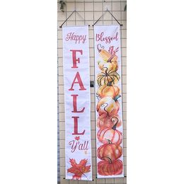 180x30cm Custom Design Hanging Happy Fall Holiday Door Banner Flag , 100D Polyester Digital Printed 180x30cm Flags