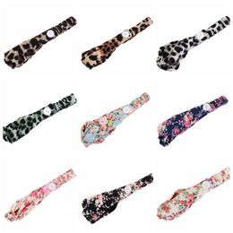 Headband Yoga Sport Headbands with Button Elastic Leopard Printed Headbards Headwrap Working Out Gym Hair Bands for Sports Exercise LSK1736