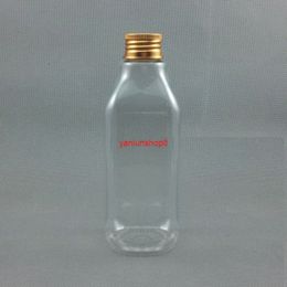 30pcs/lot 250ml Transparent square bottle, PET plastic pure dew of flowers beautiful skin tapered Aluminium bottle capgood package