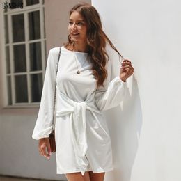 Winter Long Sleeve Sweater Dress Women Autumn O-Neck Loose Tunic Knit Pullovers Bandage Sweatshirt Casual Knitted Dresses New 201125