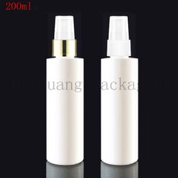 40pcs 200ml gold Spray white Bottle Fine Mist 200cc round sprayer Cosmetic Sample