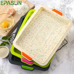 Square Silicone Baking Tray Pan Mold Pan Bread Cake Mold Bakeware Mould DIY Pan Form High Temperature Resistant Cake Tool 201023