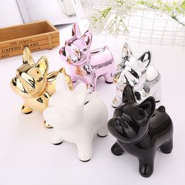 European Ceramic Crafts Bulldog Piggy Bank Home Decor Cute Piggy Bank Ornaments Creative Bulldog Money Box 201125