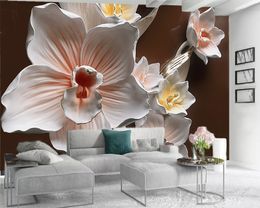 Photo Wallpaper 3d Flower HD 3d Embossed Painted Gold Flowers Romantic Flora Decorative Silk 3d Mural Wallpaper