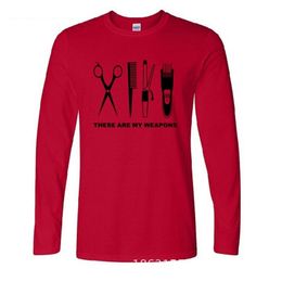 New Autumn and winter Fashion Hairdresser T Shirt Men Long Sleeve Cotton Barber Weapons T-shirt Tops scissors Tshirt MoreSize 201203