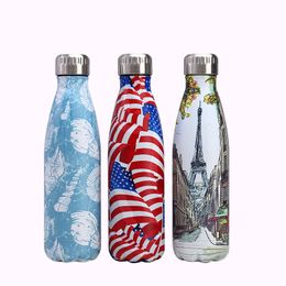 Custom Double Wall water bottle Stainless Steel Vacuum Flasks 500ml Thermos Cup Travel Mug Thermo Bottle Gifts for Tea 201109