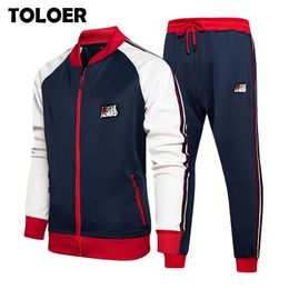 Men's Sportswear New Spring Autumn 2 Piece Sets Sports Suit Jacket+Pants Sweatsuit Male Print Clothing Men Tracksuit Size S-5XL 201119