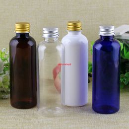 60pcs 100ml White Brown PET Plastic Bottle With Aluminum Cap 100cc Cosmetic Liquid Soap Container Shampoo bottle Essential Oilgood package