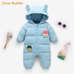 2020 New born Winter jacket Baby outerwear toddler coat Clothes Boy Romper Kids Costume For Girl Infant Jumpsuit hooded mantle LJ201007