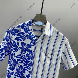 2022 Europe Italy mens t shirts Spring Summer Men Hawaii Beach Casual Shirt Cool Hip hop Short Sleeve stripe Print Designer t shir2641