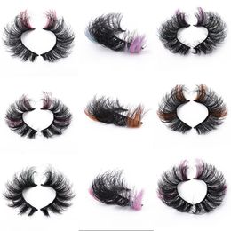 Colour Mink Lashes Coloured Fuax Mink False Eyelashes Dramatic Fluffy Wispy Long Thick Colourful Eyelash for Christmas Festival Cosplay Party Eyes Makeup Extension