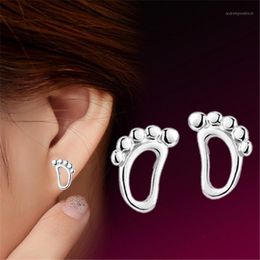 Stud 925 Sterling Silver Earrings For Women Girl Lovely The Footrints Tud Hypoallergenic Jewelry1