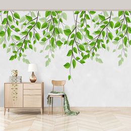 Custom Green Leaves Large Mural Modern Minimalist Interior Design Living Room Bedroom Bedside Background Wall Painting Wallpaper