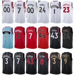 Print City Earned Edition Basketball Fred Vanvleet Jersey 23 Kyle Lowry 7 Pascal Siakam 43 OG Anunoby 3 Black White Red Blue Purple