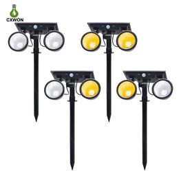 Double Head Solar Spot Lights Rotatable Dual Color RGBW Colorful Landscape Garden Lamp Waterproof For Garden Lawn Yard Decoration