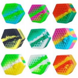 Latest Cool Hexagon Shape Colourful Silicone Seal Storage Stash Case Box Jar Portable Wax Oil Herb Tobacco Pill Bong Smoking Straw Tool DHL