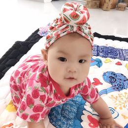 18*16 CM Four Leaf Clover Warm Hat Printed Fruit Pattern Baby Girls Tonut Cap Birthday Gift Outdoor Decoration