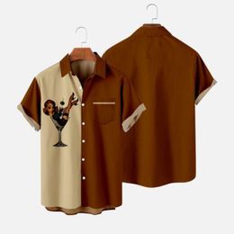 Summer Men Shirts Casual 3D Print Short Sleeve Loose Hip Hop Blouse Top Streetwear Hawaiin Beach Shirts With Pocket