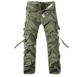 New Men Cargo Pants army green big pockets decoration mens Casual trousers easy wash male autumn army pants plus size 42 H1223