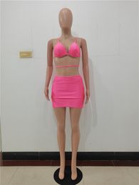 New Wholesale Swimwear Summer Women Bikini Sets Sexy Bra Top+bottom+skirt 3 Pieces Set Solid Swimsuits Casual Beach Wear Swimming Suits 7095