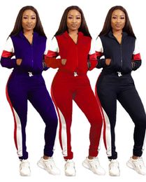 Women outerwear sports suit tracksuit womens hoodie pantsuit fashion zipper coats two piece set autumn new hot selling clothing klw5191