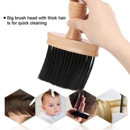 Pro Neck Face Duster Brush Thick Hair Barber Cleaning Hairbrush Soft Wooden Handle Hair Sweep Brush