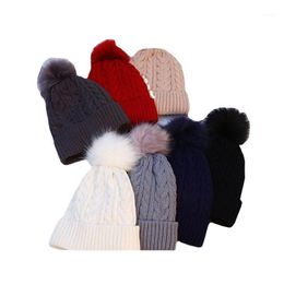 Caps & Hats Winter Crochet Pompom Ball Baby Girls Unisex Warm Cap For Boys Women Men Knitted