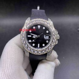 Fashion Men Watch Automatic Mechanical Watches 40mm Luminous Diamond Bezel Wristwatch Stainless Steel Case Rubber band