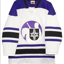 WHITE Men Full embroidery Vintage WHA Cleveland Crusaders Away Hockey Jersey 100% Embroidery Jersey or custom any name or number Jersey