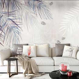 Custom Photo Wall Mural Modern Hand Painted Abstract Art Plant Leaf 3D Bedroom Living Room TV Background Wallpaper Covering