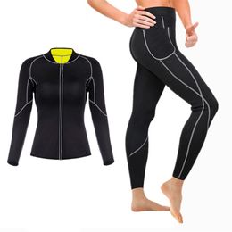 New Women Shapewear Set Slimming Pants Thermo Neoprene Sweat Sauna Waist Trainer Corset Slimming Shirt Workout 201222