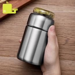 ONEISALL 280ml Stainless Steel Thermos Bottle Thermocup Tea Vaccum Flasks infuser bottle Thermal Mug With Tea Insufer For Office 201204