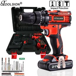 21V Dual Speed Impact Cordless Screwdriver Small Drill Electric Tools Hammer Drill Screwdriver Hammer Cordless Drill+Handbag Bag 201225