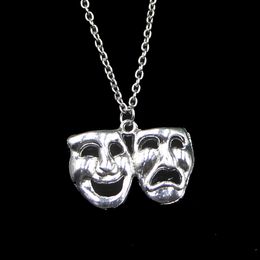 Fashion 31*23mm Comedy Tragedy Masks Pendant Necklace Link Chain For Female Choker Necklace Creative Jewelry party Gift