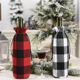 Buffalo Plaid Wine Bottle Cover Decorative Wine Bottle Holder Bags For Rustic Wedding Dinner Party Ornament JK2010XB