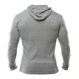 Mens Hooded T Shirt Spring Slim Fit O Neck T-shirt Men Sports Running Long Sleeve Shirt Gym Bodybuilding Tee Tops Fitness tshirt 201203