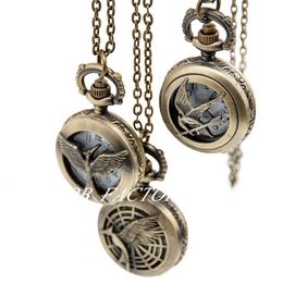 New Quartz Vintage small pocket watch vintage necklace fashion watches Jewellery Korean sweater chain wholesale bronze Colour Steel Bezel