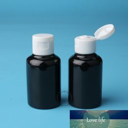 100pcs/lot Wholesale Empty 50ml Plastic Black Lotion Bottle Makeup Tools White Flip Lid 5/3OZ Refillable Packaging Portable