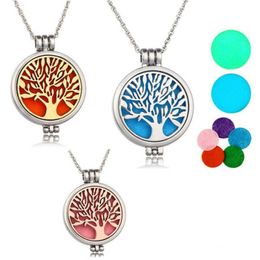 Locket Necklace Aromatherapy Necklace With Felt Pads Stainless Steel Jewellery Tree of Life Pendant Oils Essential Diffuser Necklaces