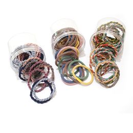 Fashion Wholesale Hair Rings for Women Girls 30 Pcs Braided Spiral Colorful Hair Tie Bands with Storage Box